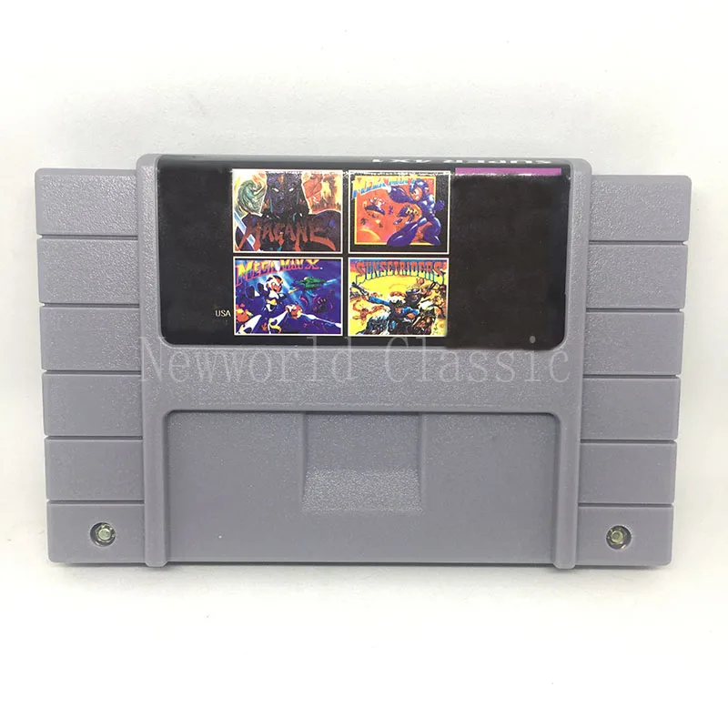 

Hagane Mega Man X Mega Man 7 Sunsetriders 4 in 1 USA Version for 16 bit For NTSC Game Player Save File Big Gray Game Console