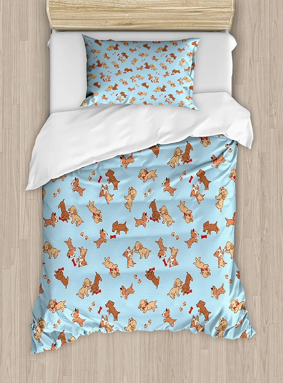 Us 99 51 40 Off Dog Duvet Cover Set Checd Square Pattern Background Playful Puppies Paw Print Golden Retriever Breed Bedding Multicolor In