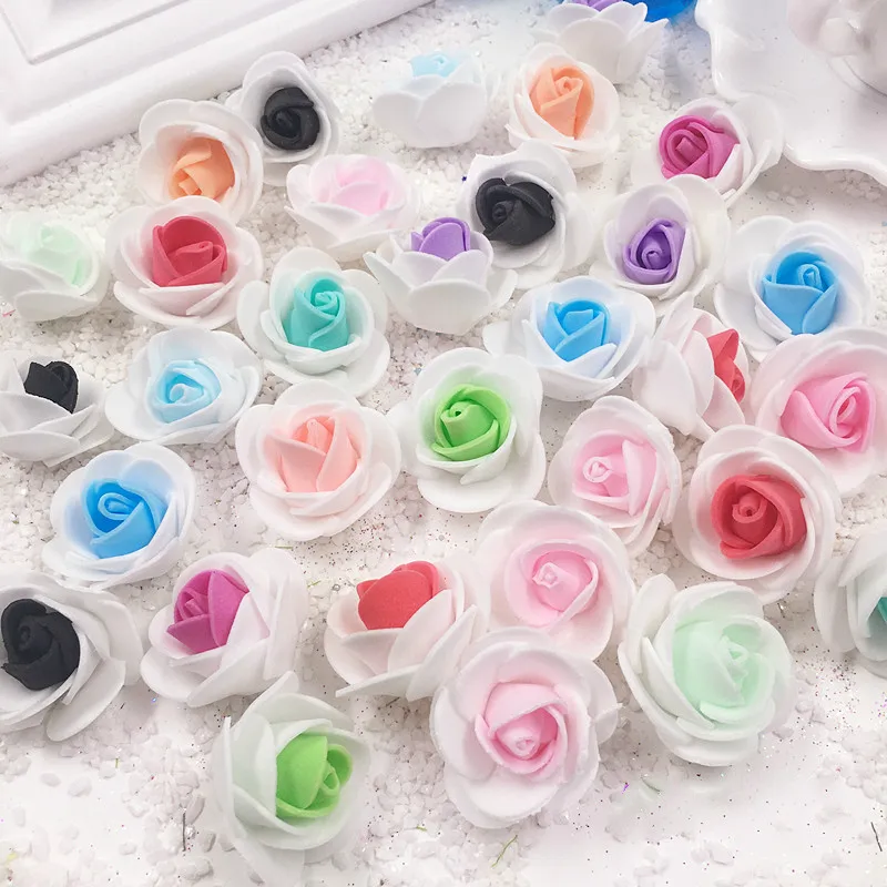 Double Color Diameter2.5Cm Artificial Foam Roses For Home And Wedding Decoration Flower Heads