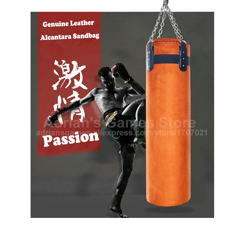 0.8/1/1.2/1.4/1.6/1.8m High Quality Thickened Leather Sandbag Suede Punching Bag Kicking Muay Thai Train Boxing Sand Bags