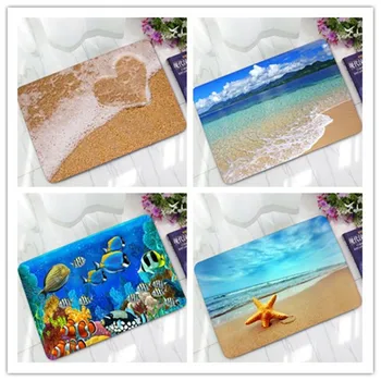 

Sea Wave Beach Love Heart Starfish Doormat for Entrance Door Rubber Flooring Kitchen Welcome Door Mat Home Carpet Rug Tapete