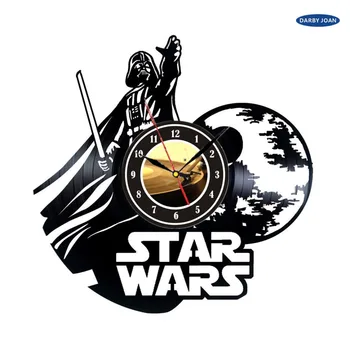 

Free Shipping 1 Piece 3D Decorative Wall Clocks Modern STAR WARS DEATH STAR Classic CD Vinyl Disc Suspended Home Decor Watches
