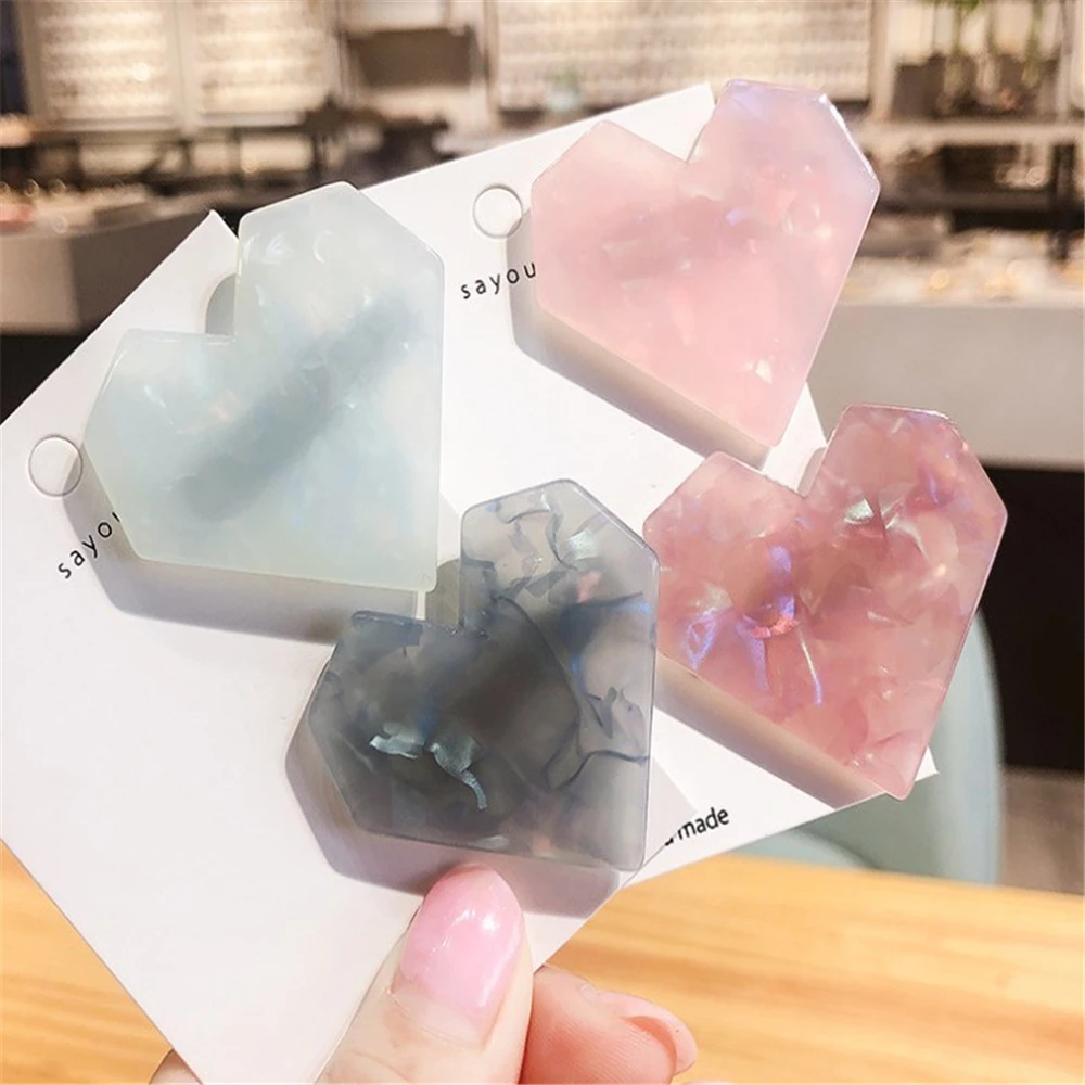 

1PC New Fashion Design Korean Elegant Heart Shape Resin Shiny Heart Shell Hair Clip Women Girls Hair Accessories Gift