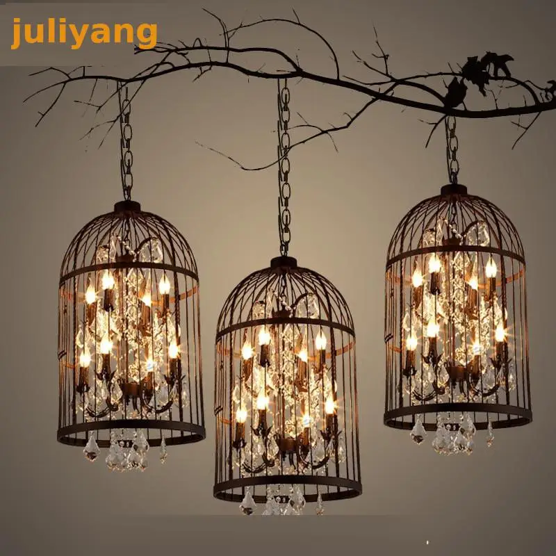 Crystal bird cage chandelier interior creative crystal chandelier retro
