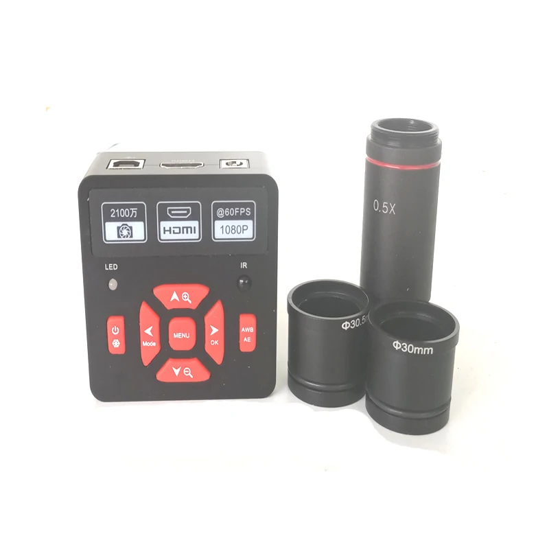 

1080P 21MP HD HDMI USB IR Remote Controller Digital Video soldering Microscope Camera +0.5X C-Mount + 30mm 30.5mm Adapter Ring