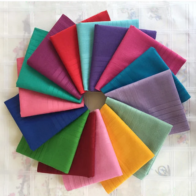 3Pieces/lot 100 Cotton Plain Satin Handkerchief Color Solid