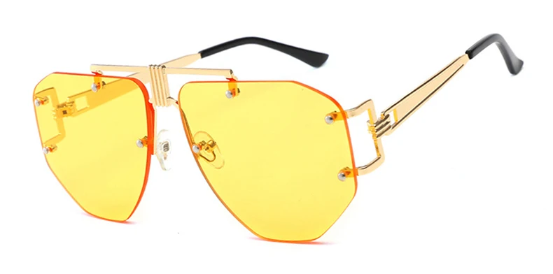 XYKGR новые бескаркасные многоугольные солнцезащитные очки дамские Модные прозрачные линзы солнцезащитные очки дамские брендовые дизайнерские Красные линзы солнцезащитные очки uv400 - Цвет линз: C6