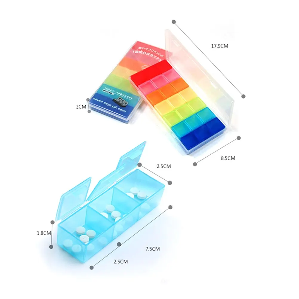 

1PCS Medicine Tablet Pillbox 7 Day With 21 Compartments Dispenser Pill Box Container For Medicines Organizer Case