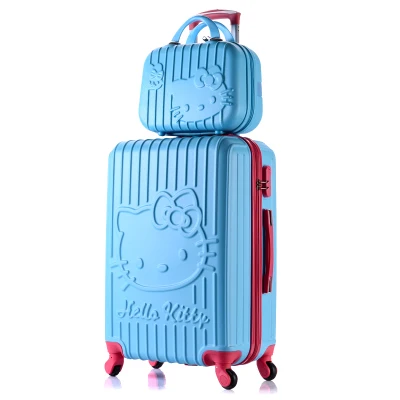 KAWEIDA 2" 24 дюймов hello kitty Спиннер для багажа обувь для девочек Дорожный чемодан сумка тележка abs - Цвет: Suit