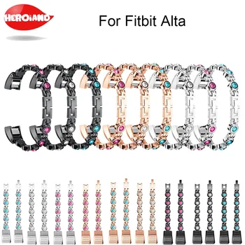 

Stainless Steel metal watch band strap with diamond Watch band strap Replacement wristand for Fitbit Alta Watch Metal Smart band