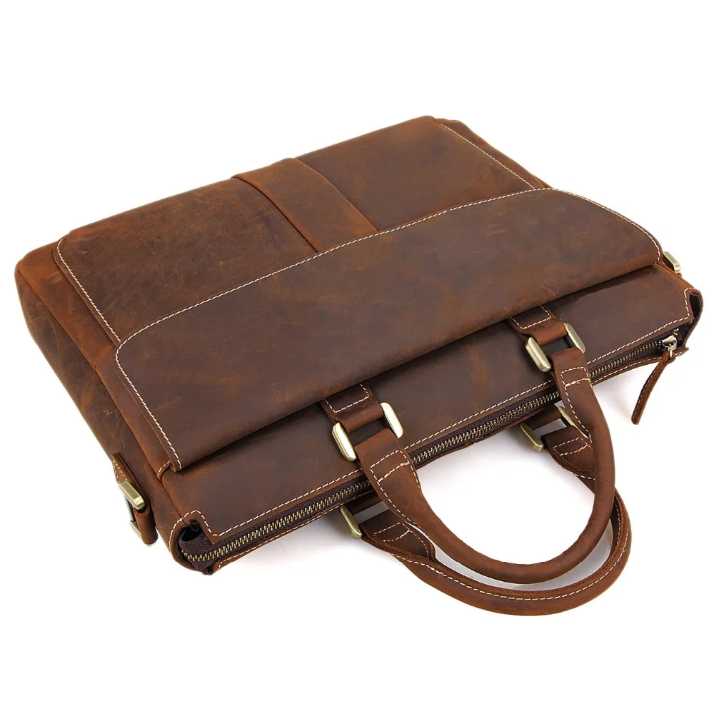 J.M.D Редкие Crazy Horse кожаные портфели для ноутбуков мужская сумка на плечо винтажная сумка для мужчин 7113R-2