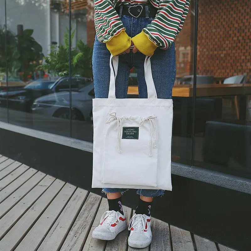 

Korean Canvas Bag Female Shoulder Soft Face Handbag Small Fresh Simple Ladies Bag Literary Shopping Bag