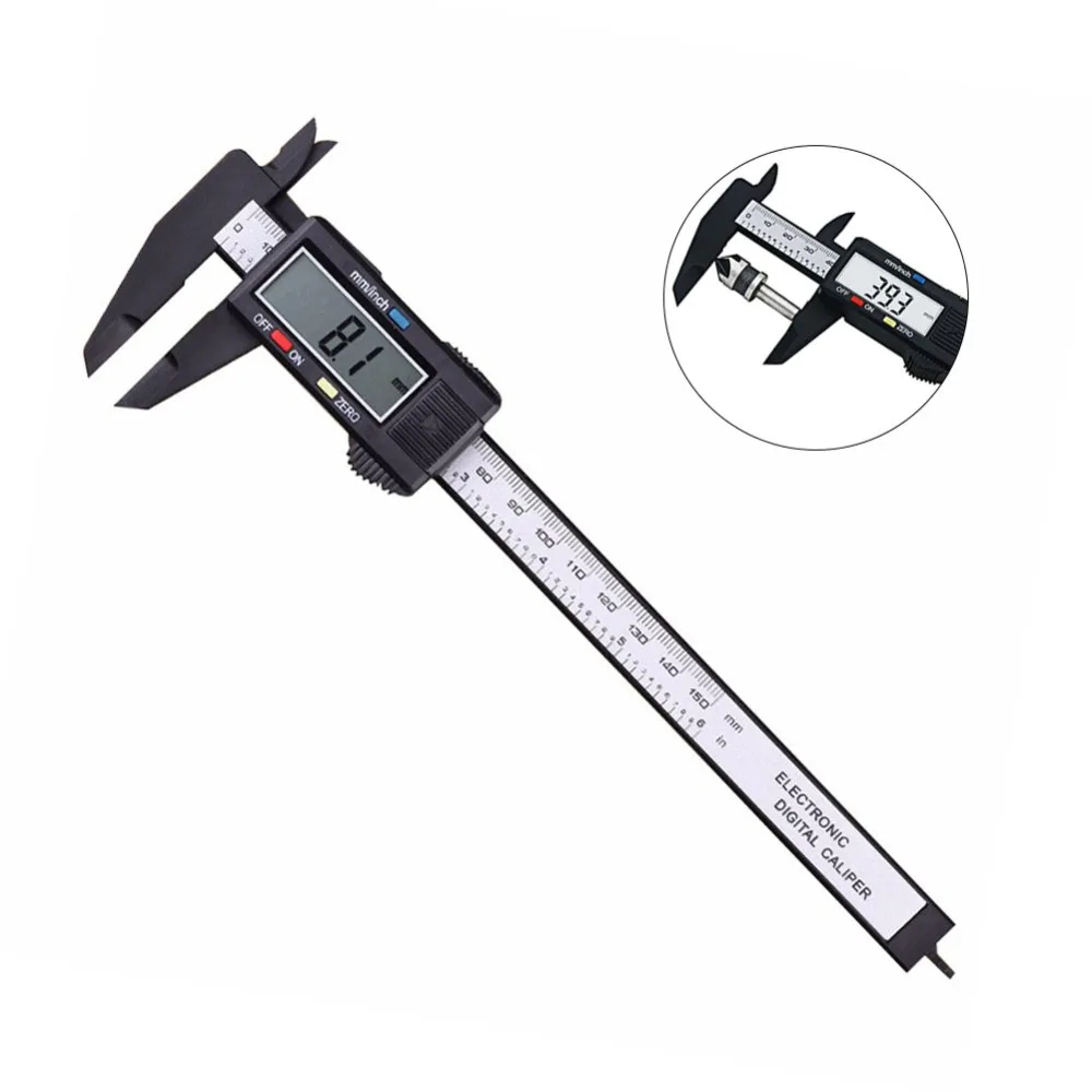 

1Pc 3.94"/6 Inch LCD Digital Electronic Carbon Fiber Vernier Caliper Gauge Micrometer Digital Ruler Measuring Tools 100/150mm