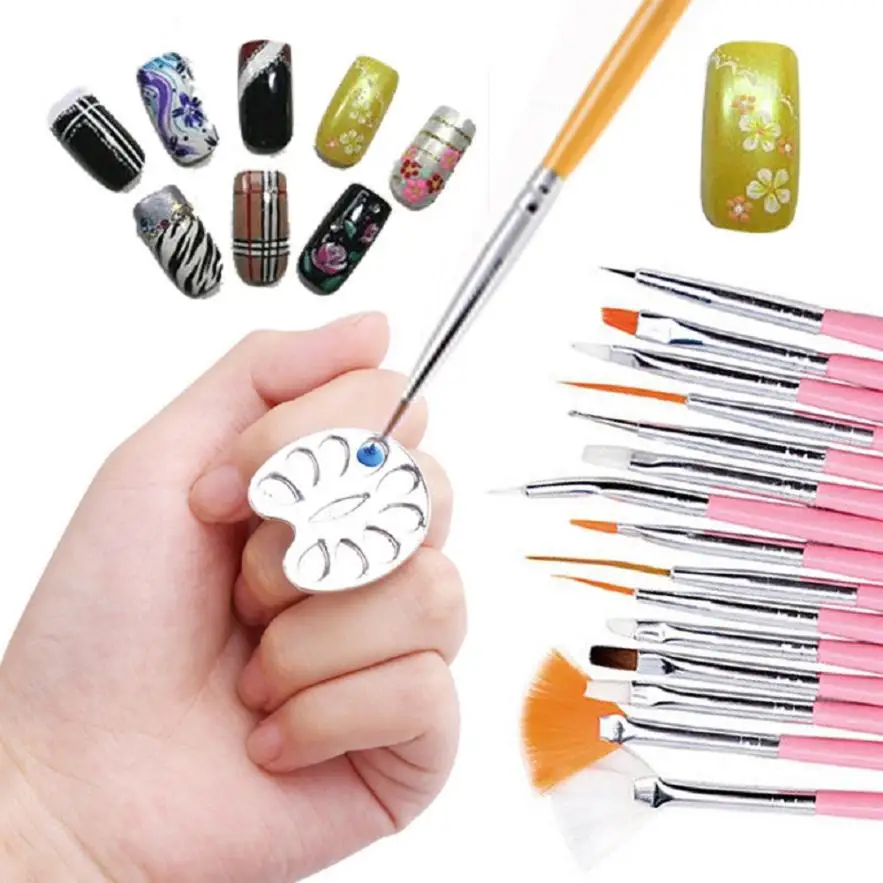 

Mini Finger Ring Nail Art Mixing Palette For Free Hand Manicure Ring Nail Tools Metal 3JU1