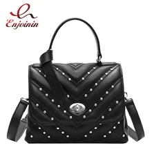 Хорошее качество Diamond Stripe шипованных Мода Pu кожаные женские Доктор Сумка Crossbody сумка на ремне Женский Bolsa