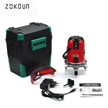 EU plug red 5 lines 6 points outdoor mode available tilt functional self-leveling 360 rotary cross line laser level