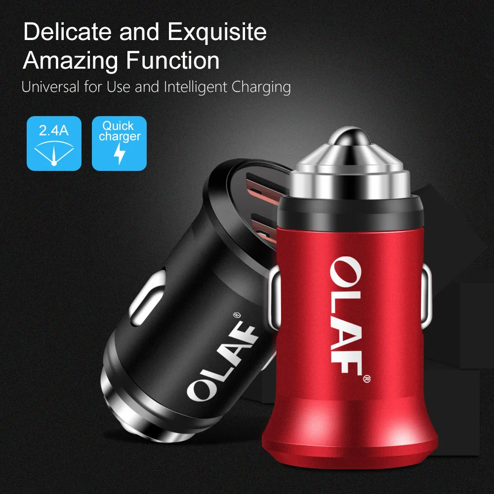 أولاف سيارة ميني USB شاحن سامسونج هاتف لوحي سريع شاحن سيارة-شاحن سيارة يو اس بي ثنائي المحمول مهايئ شاحن الهاتف في السيارة