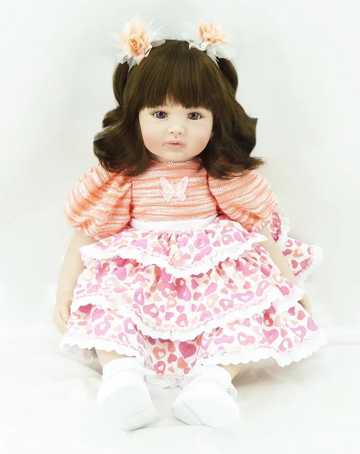 

60cm Soft Silicone Vinyl Reborn Baby Doll Toys Lovely Accompany Sleep Toy 24inch Fashion Princess Toddler Babies Alive Bebe Doll