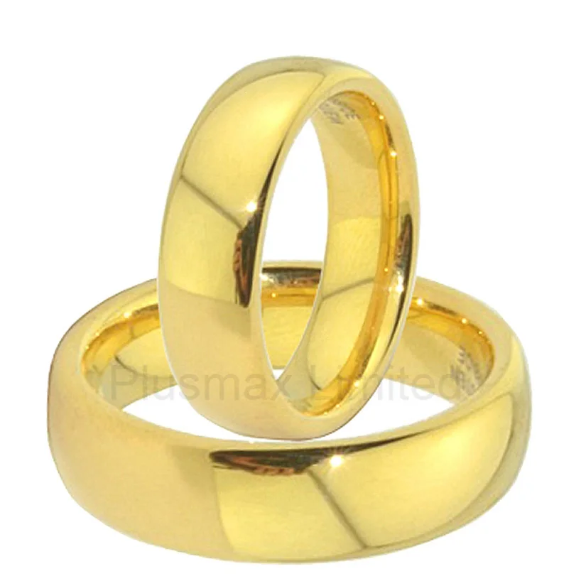 

Wedding Band Tungsten Rings 1 Pair Male 6mm Female 4mm Classic Comfort Fit Gold Color Lovers Engagement Couple Rings