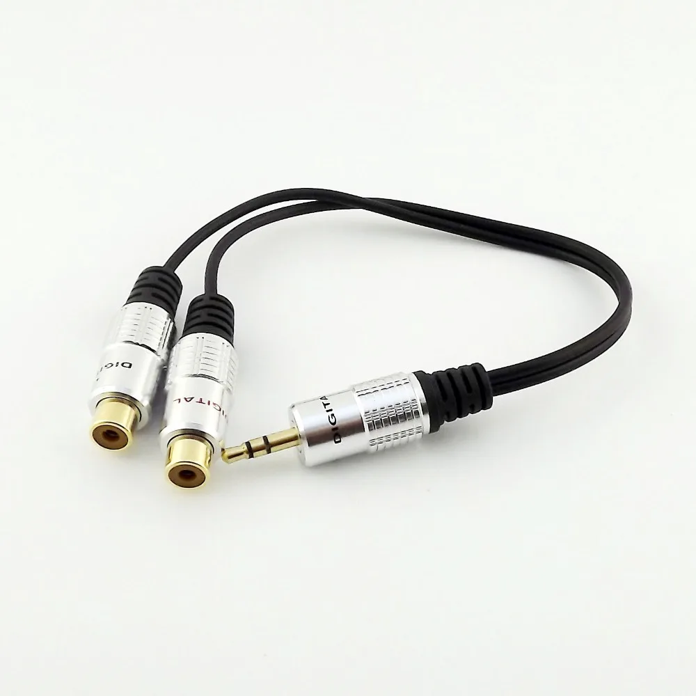 1 шт. 3 5 мм штекер стерео в 2 Twin RCA Phono гнездо AV аудио адаптер кабель 25 см|plug stereo|rca