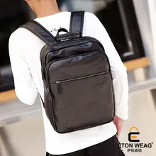 ETONWEAG New 2017 women brand cow leather black zipper preppy style backpacks korean laptop school bags casual luxury travel bag