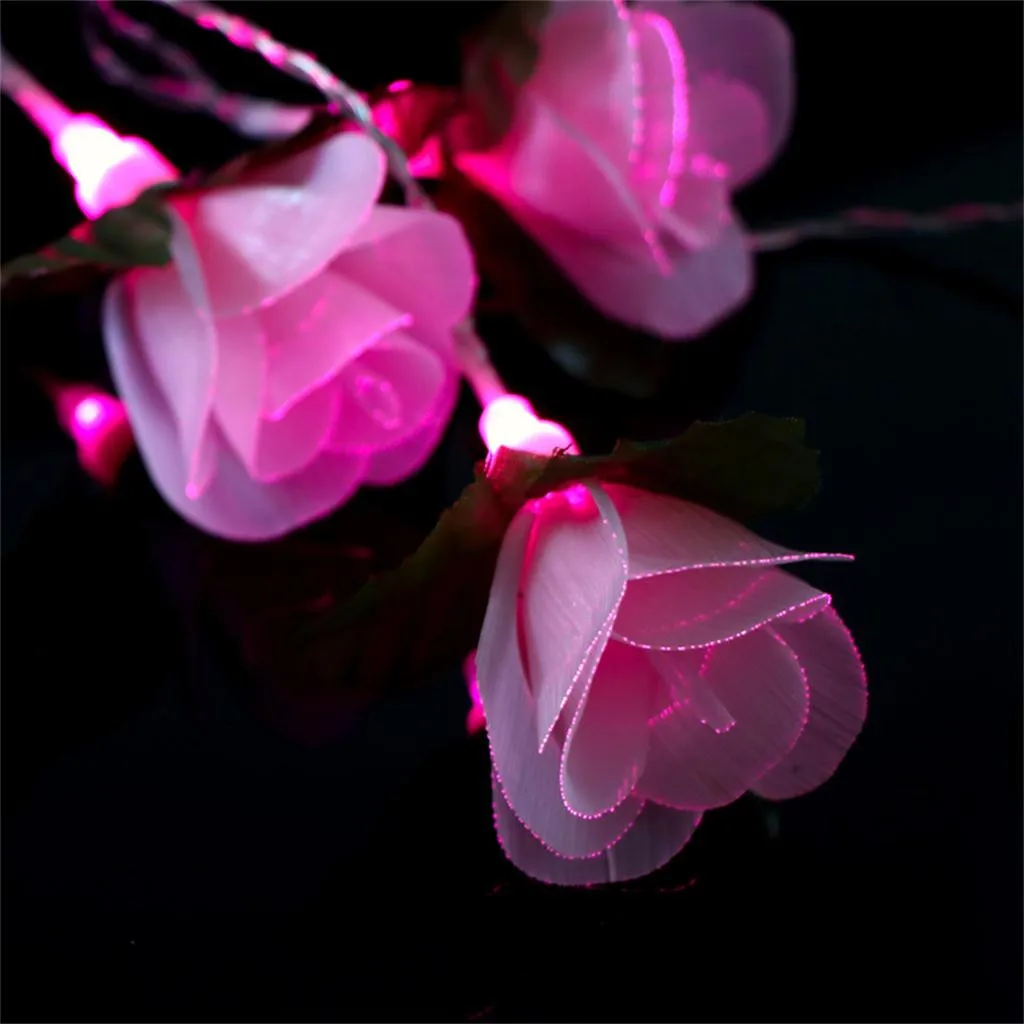 

Pink Fiber Rose Flower Romantic Wedding Flower Decoration Lamp 10LED Exquisite Decoration LED Light Recommended Waterproof