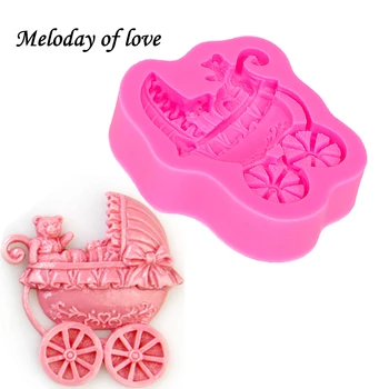 

Bear Baby carriage car bows soap mould DIY fondant baking cake decorating tools silicone mold T0088