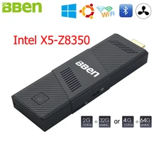 Bben Мини-ПК stick Окна 10 Ubuntu Intel X5 Z8350 Quad Core 2 ГБ 4 ГБ Оперативная память немой вентилятор Умные телевизоры stick Intel ПК мини-компьютер stick