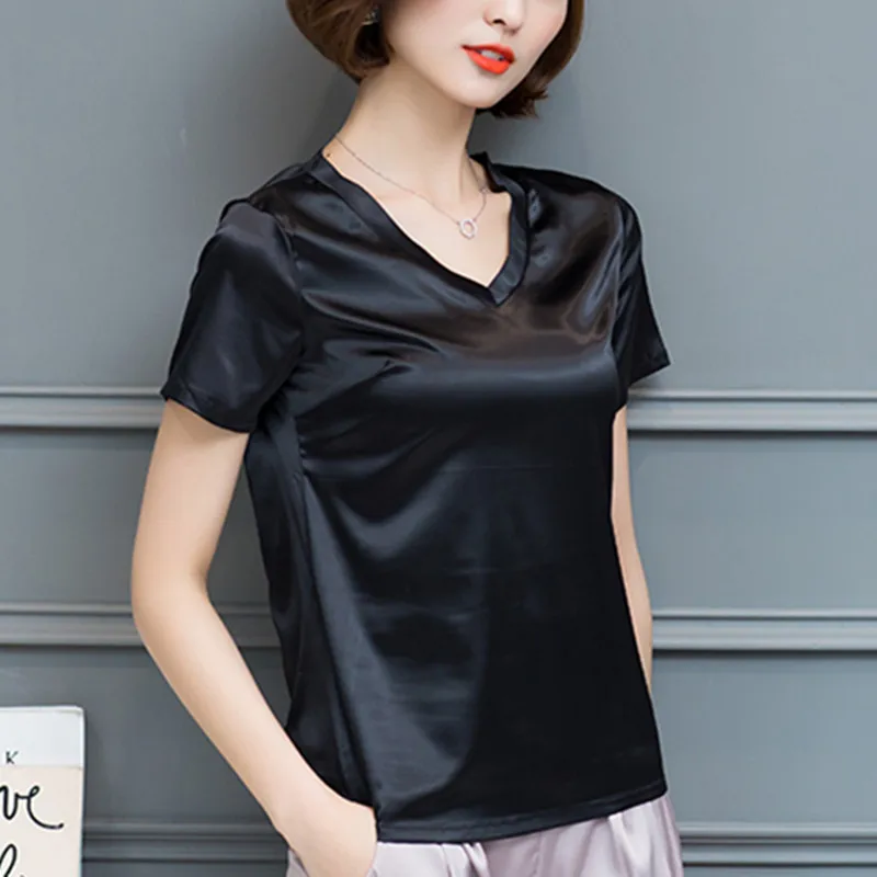 

Women Tops and Blouses Summer Harajuku Silk Blouse Casual Blusas Feminina Tops Sexy White Shirts Plus Size XL/XXL Ladies Tops