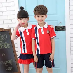Детская летняя одежда унисекс Детские спортивные костюмы для мальчиков и девочек Корея Дизайнер рубашки поло для детей шорты или Юбки