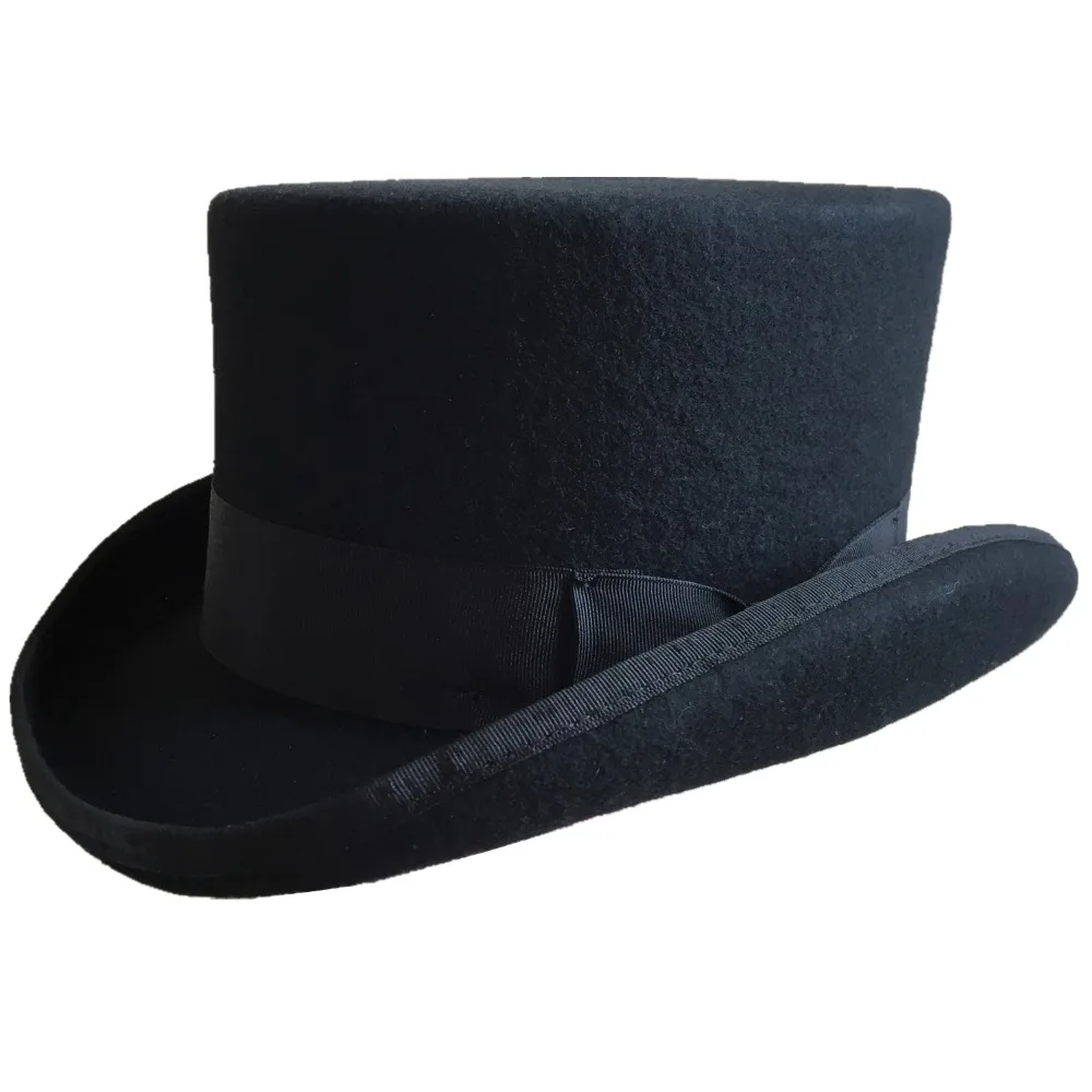 11.5cm (4.5 inch) Wool Felt Low Short Top Hat/ Victorian Steampunk Hat ...