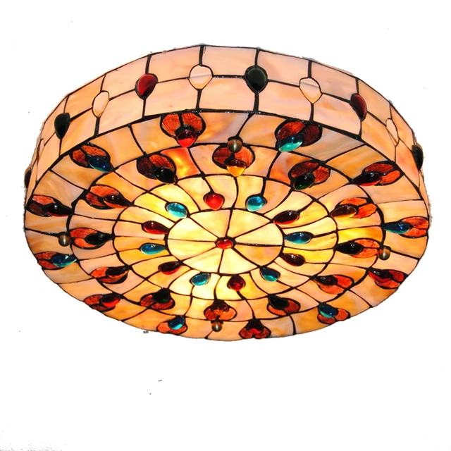 18 inch Retro Tiffany Ceiling Lamp European Vintage Shell Shade Flush