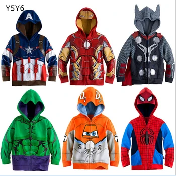 

2018 new children's clothing boy hoodie Avengers Iron Man Tor Green Giant Captain America Spiderman cartoon jacket 3-8T