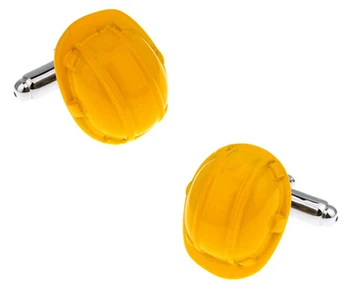 

New Arrival Men Gift Safety Helmet Cufflinks Novelty Hat Design Yellow Color Copper Cufflinks Wholesale & retail