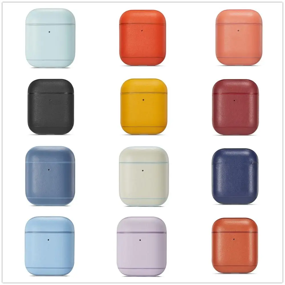 

Luxury colours Leather case For Apple Airpods 1/2 Wireless Bluetooth Headset Accessories Box Charging Earphone Bags