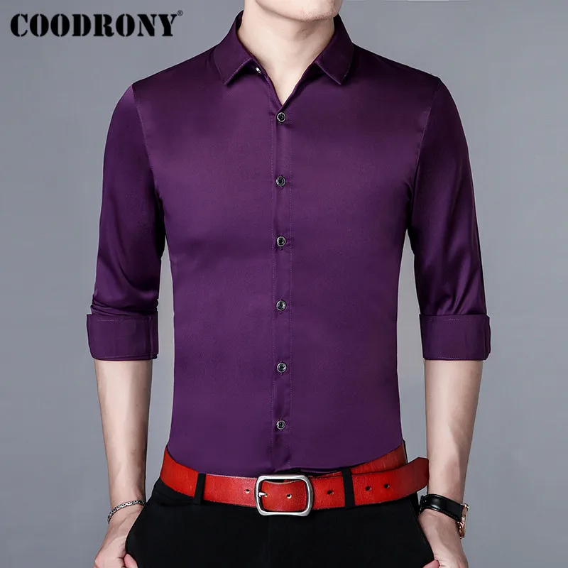 COODRONY, брендовая мужская рубашка, осень, Новое поступление, повседневные рубашки с длинным рукавом, хлопковая рубашка, Мужская Уличная одежда размера плюс, деловая одежда 96009