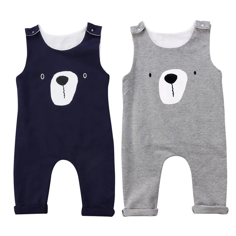 

Summer Newborn Infant Baby Boy Girl Sleeveless Cartoon Bear Long Romper Jumpsuit Casual Cotton Outfits Clothes
