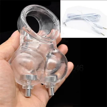 Electric Male Scrotum Penis Sleeve Silicone Cock Ring Penis Ring Chastity Device Cage Sex Ball Stretcher, Shock Delay Sex Toys 4