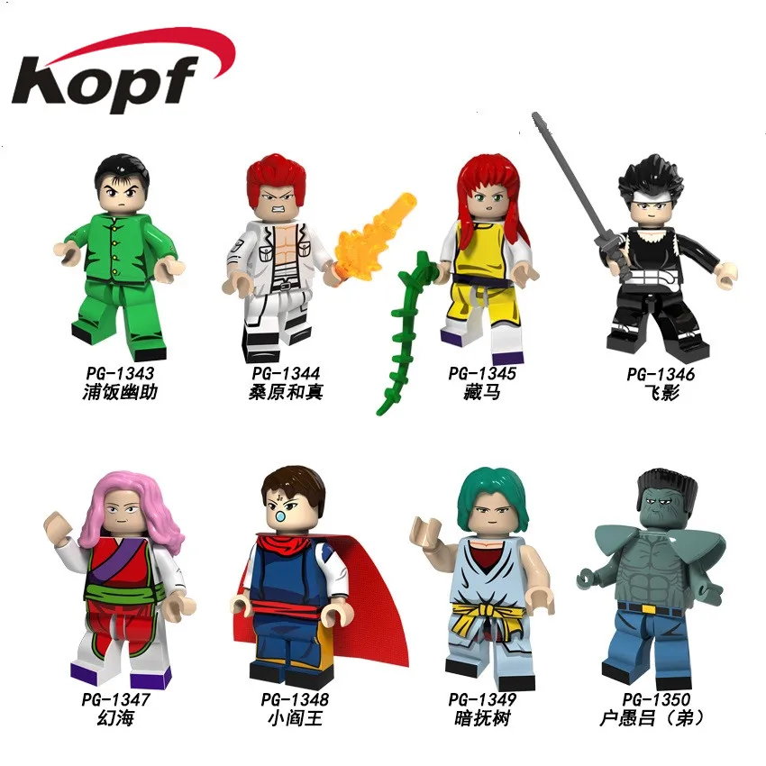 

PG8163 Builing Blocks YuYu Hakusho Suzuki Comics Figures Genkai Yusuke Urameshi Kurama Dark Tree Bricks Action For Children Toys