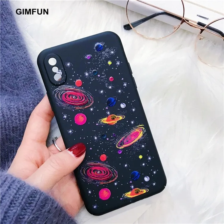 

Gimfun Planet Moon Stars Hard Plastic Phone Case for Iphone 7 8 6 Plus 6s X Colorful Planet Hard Phone Case Cover Fundas