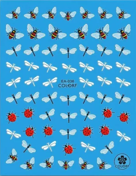 1 лист 3D акриловые Выгравированные наклейки на ногти цветок насекомое наклейки для ногтей мода эмпаистический клей Маникюр-наклейки для ногтей амулеты советы - Цвет: EA-036