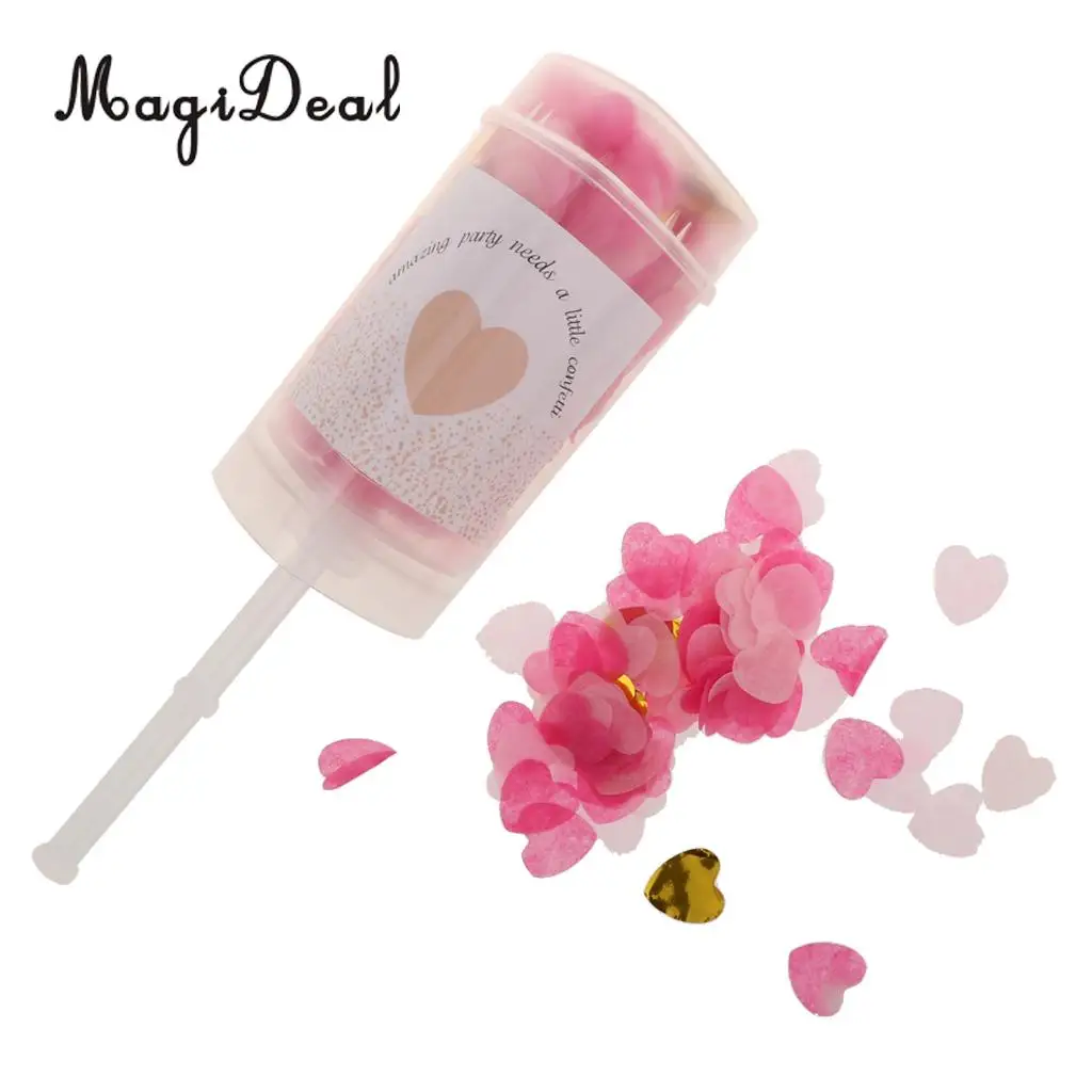 MagiDeal Bridesmaid Flower Girl Biodegradable Popper Pusher Heart Confetti Container Throwing Sprinkles Wedding Table Decor