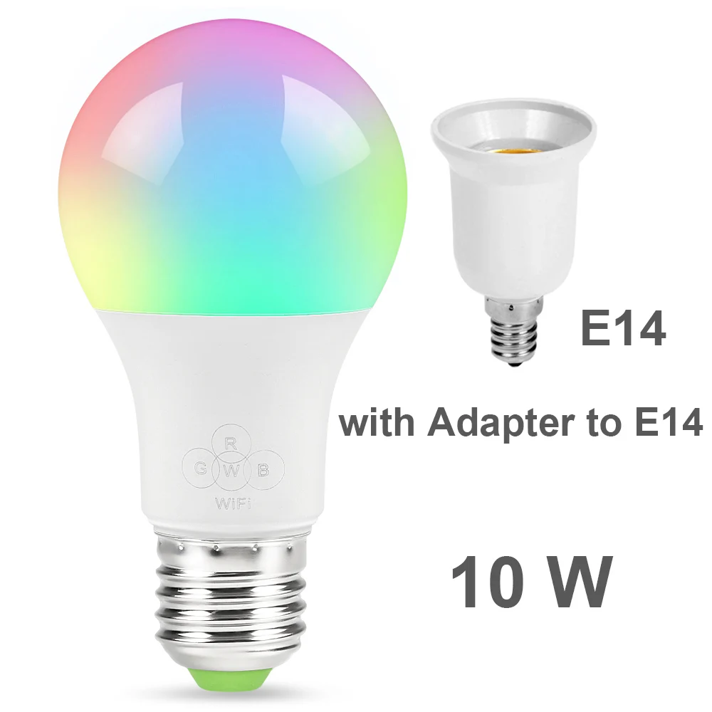 4,5 Вт/6,5 Вт/10 Вт RGBW светодиодный светильник wifi лампочка умное освещение изменение цвета с регулируемой яркостью AC85-265V совместим с Alexa Google Home - Цвет: E14  10W