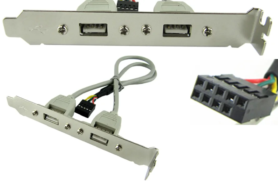 PCI 2 порта USB 0 Женский Винт к материнской плате 9pin кабель заголовка с кронштейном 25