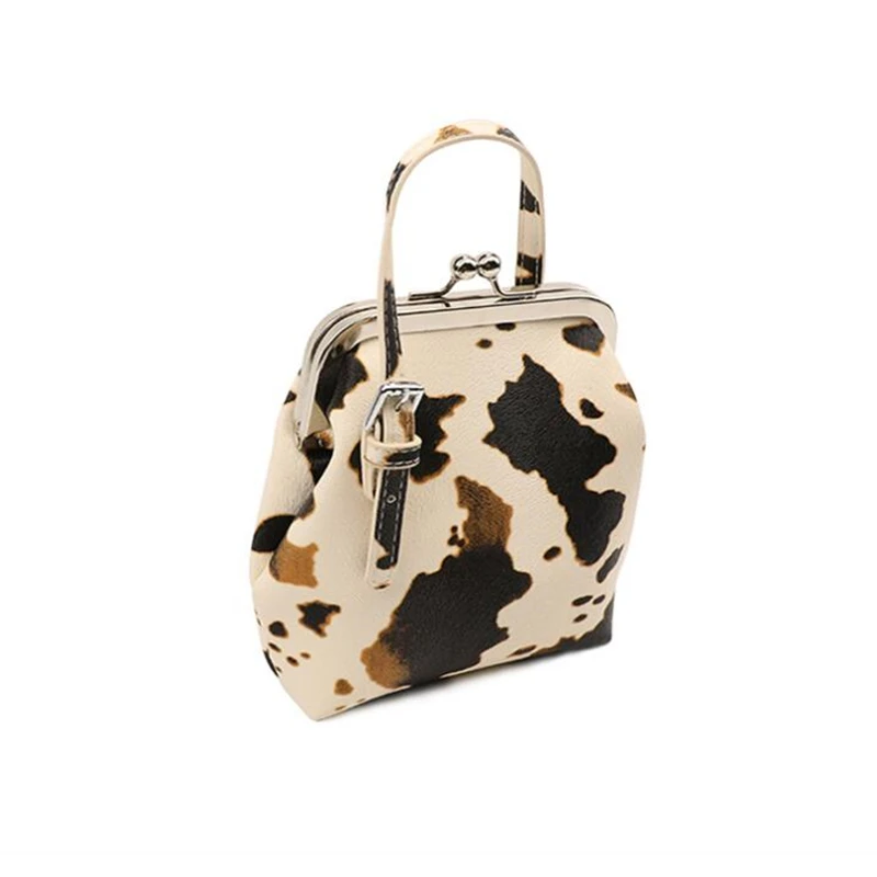 

2019 NEW Women's Handbag Mini Cute Cow print Messenger Bag For Girls Clip Shoulder Bag PU leather Female Phone Purse Bolsas
