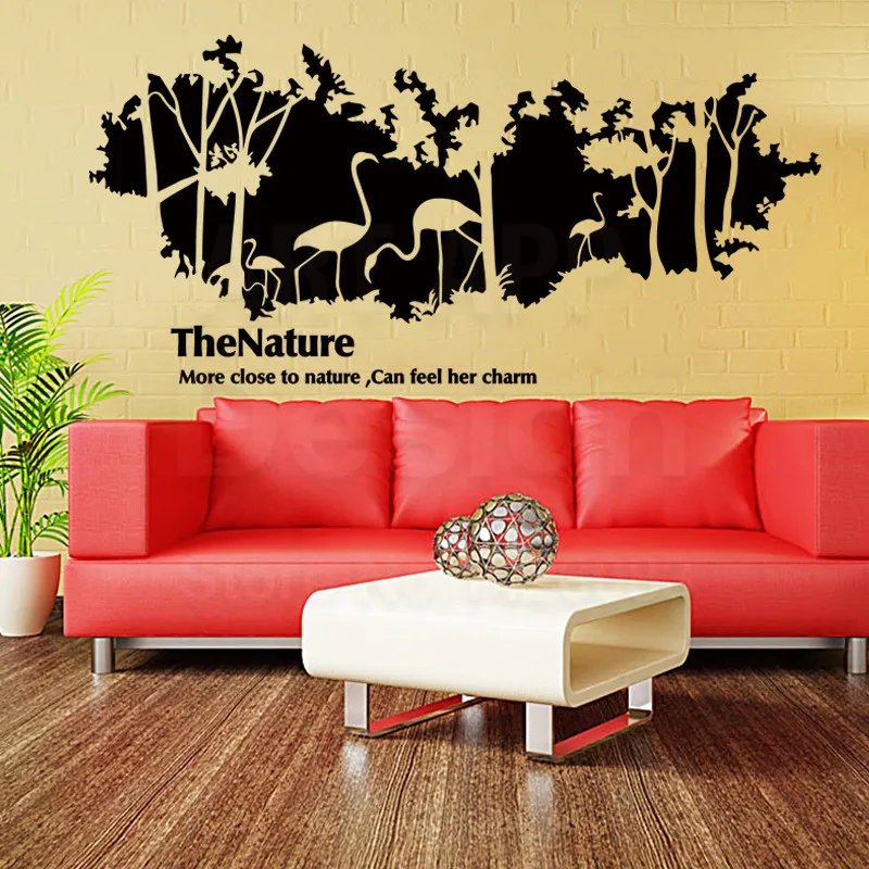 New art design home decor cheap vinyl Flamingo in forest Wall Stickers colorful house decoration cartoon PVC animal and trees New art design home decor cheap vinyl Flamingo in forest Wall Stickers colorful house decoration cartoon PVC animal and trees