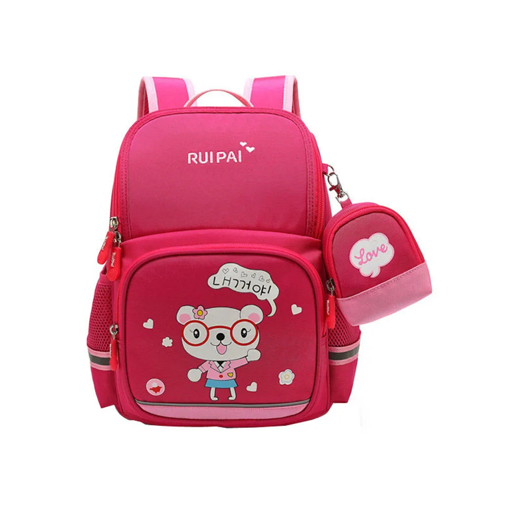 Мультяшный Детский рюкзак для детского сада, школьные ранцы для мальчиков и девочек, Дошкольная сумка для книг, Детская сумка Mochila - Цвет: rose red small
