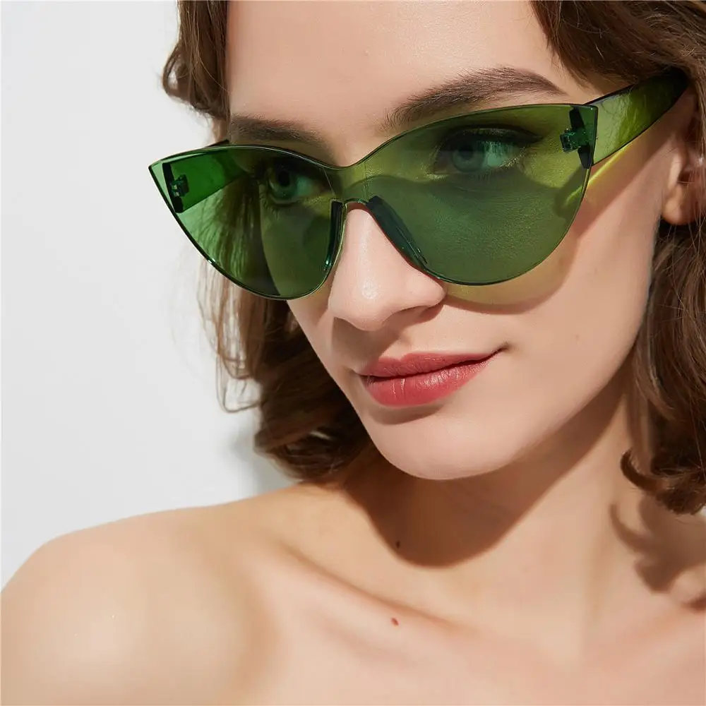 PAWXFB 2019 New Cat eye Sunglasses Women Candy Color lens Retro  Eyewear 400UV