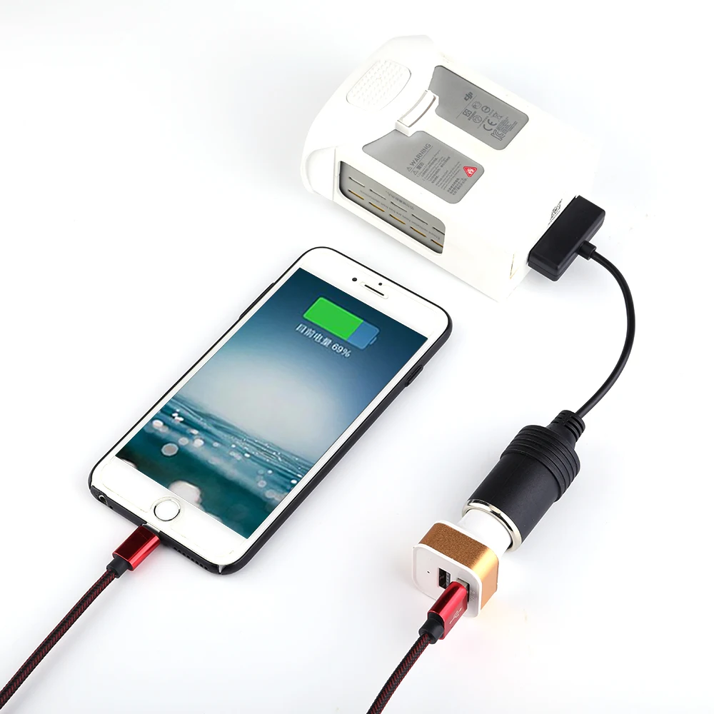 

Newest Intelligent Car Charger Battery Charging & USB Port Remote Conversion Cable Battery Charge for DJI Phantom 4 Accessories