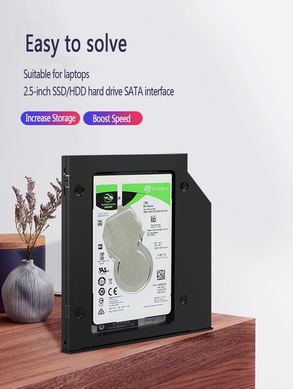 HDD caddy 12,7 мм алюминиевый корпус жесткого диска optibay SATA3.0 DVD адаптер 2," SSD для ноутбука CD-ROM Optometrist